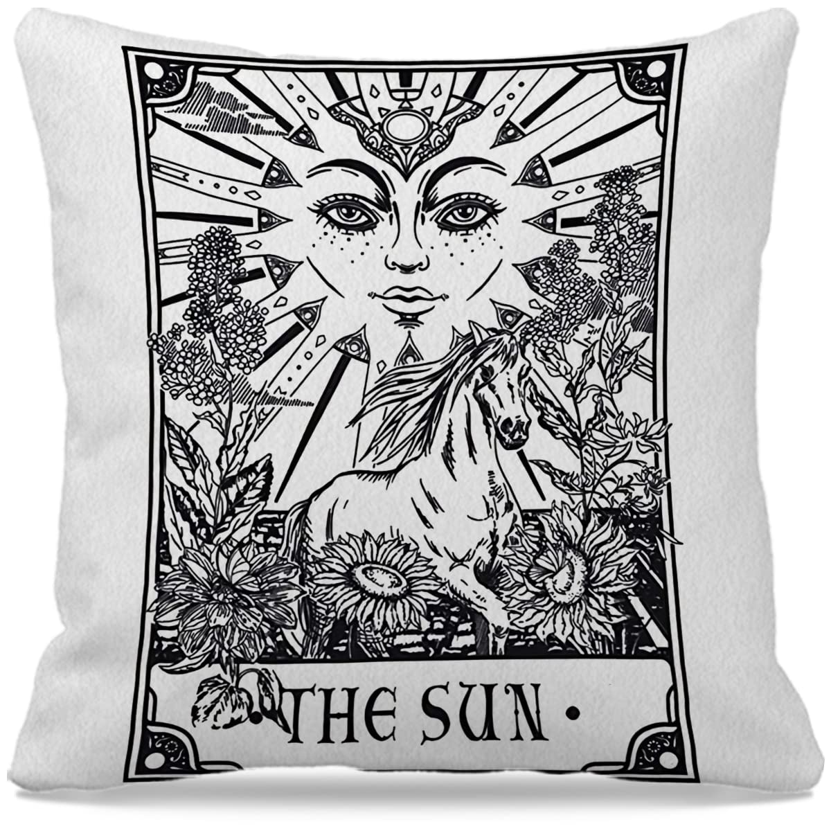 NOGRIT Vintage Tarot The Sun Throw Pillow Cover 18x18 Inch Mystical Tarot Themed Decor for Home Bedroom Living Room Girls Room,Gifts for Tarot Astrology Lovers Girls Women Sister Daughter