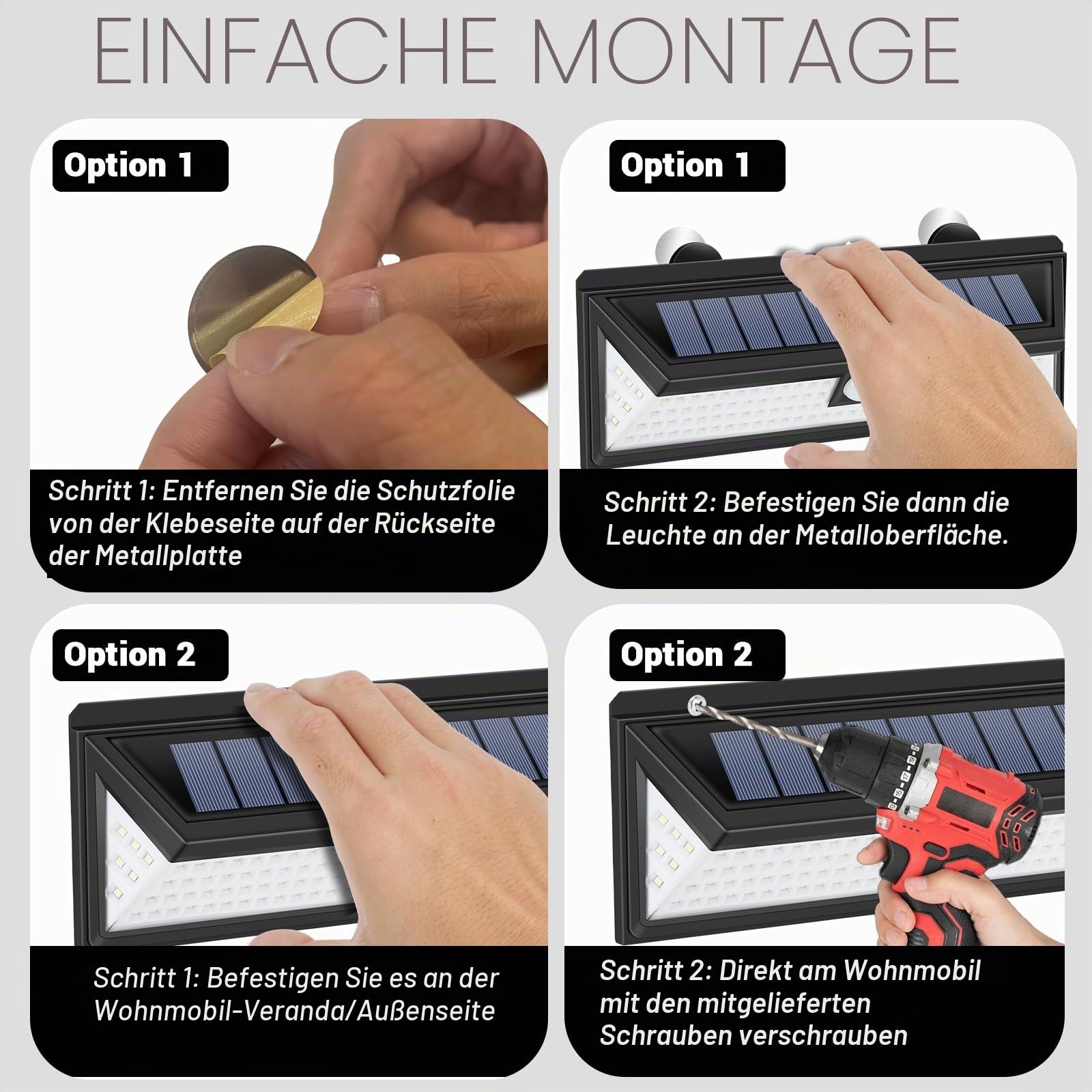 RV Magnetische Solarleuchten Außen mit Fernbedienung - 3 Beleuchtungsmodi Magnetisches Bewegungslicht Aussen Wasserdicht RV Solarleuchten für RV, Camper, Anhänger, Garage Außenbeleuchtung