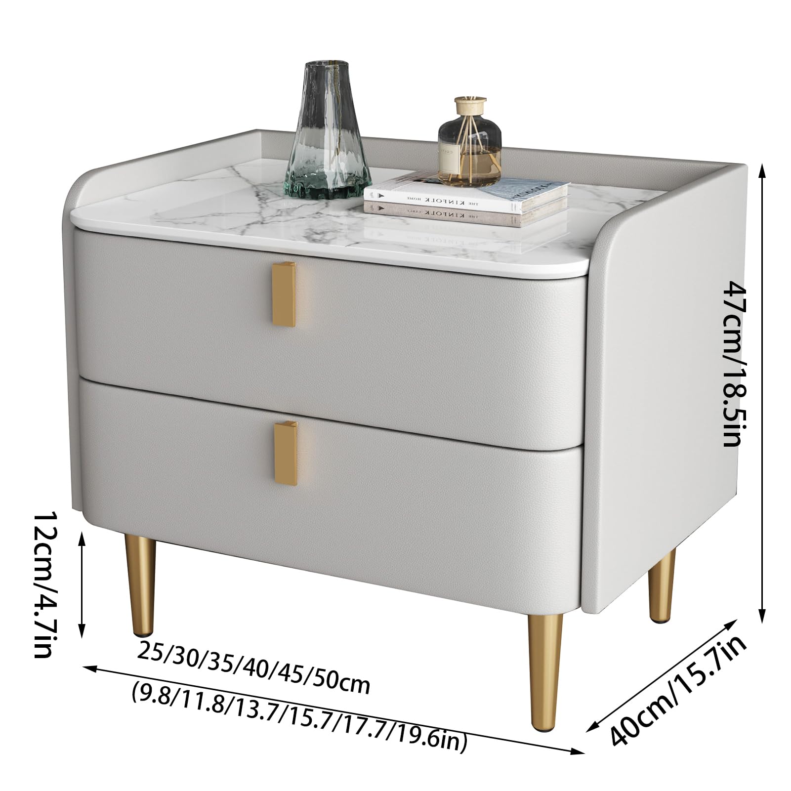Comodino Moderno con cassetti, Robusto Comodino per Camera da Letto, Piccolo vano portaoggetti Laterale, Facile da Montare, Ideale per Camera, dormitorio o Ufficio.