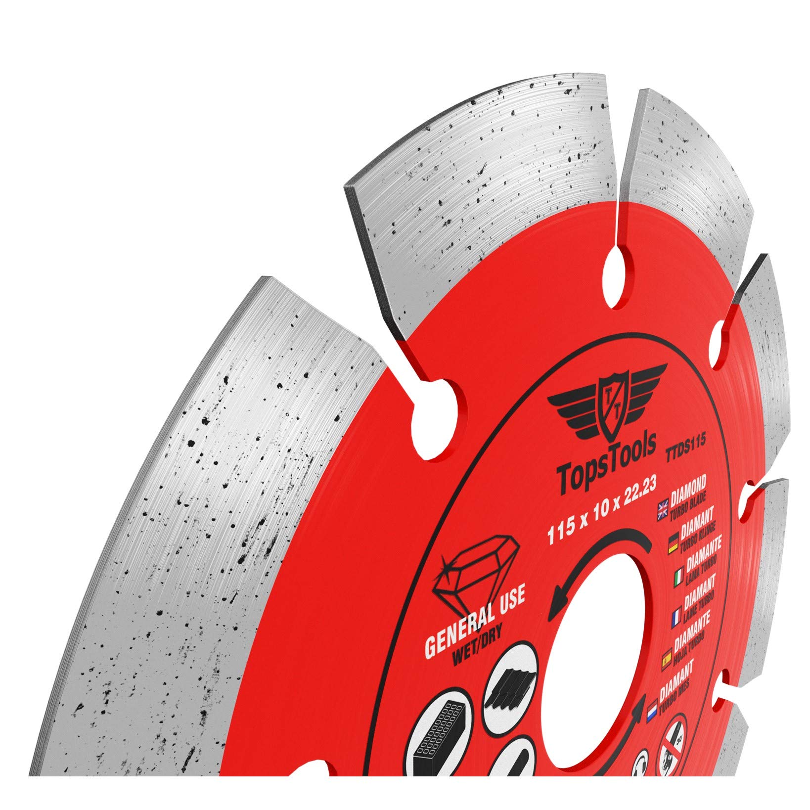 Lame Diamant TopsTools 230mm Pour Meuleuse D'angle - Coupe Béton, Pierre, Carrelage - Compatible Bosch, DeWalt, Makita