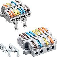 Vista 8 de 6 piezas de bloques de terminales de riel DIN, conectores de alambre de empalme DIY para circuito en línea 28-12AWG (2 en 8 salida)