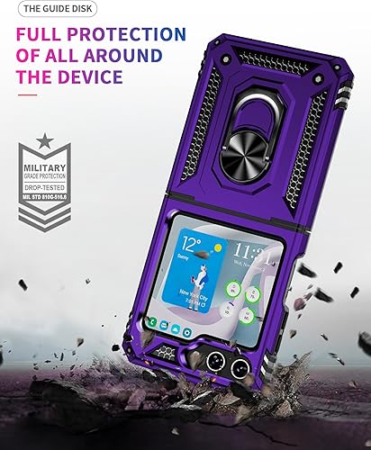 Miniatura 3 de ONOLA Funda para Samsung Galaxy Z Flip 5 con protección de bisagra y soporte magnético de anillo giratorio 360, para teléfono Samsung Z Flip 5
