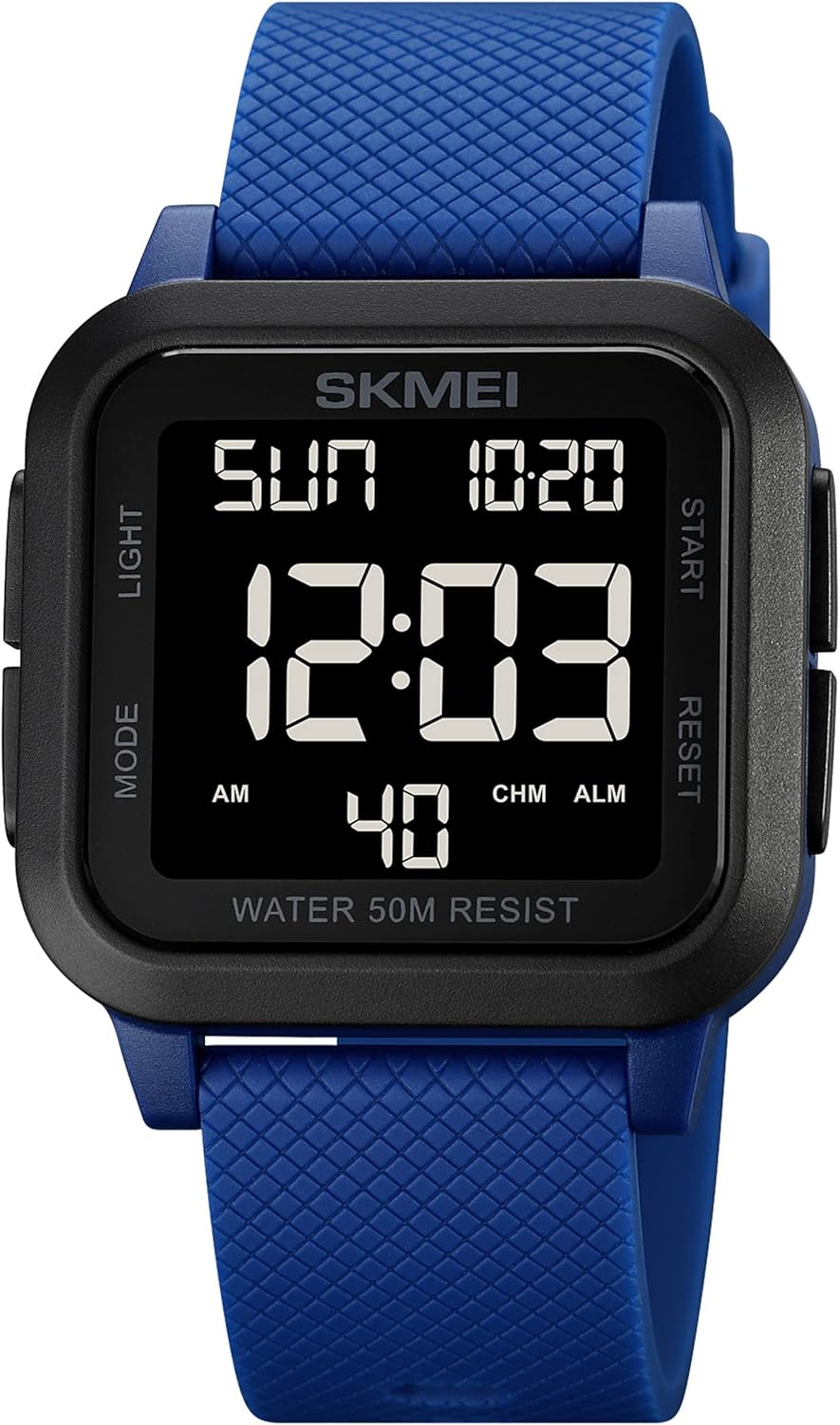 FANMIS Men's Digital Sports Watch LED Screen Large Face Electronics Military Watches Multi-Functional Waterproof Alarm Stopwatch Back Light Outdoor Casual Black Watch