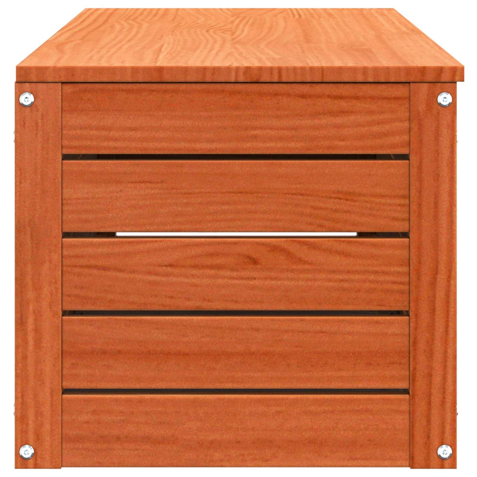 Aufbewahrungsbox aus Massivholz 89x36,5x33 cm Holzkiste mit Tür und Scharnieren robuste Lagerbox Kiefernholz Truhe für Wohnzimmer Flur und Büro Wachsbraun