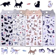 Ymapinc 4 Stück Filz Katzen Aufkleber Cute Scrapbooks Sticker Plüsch Stickers Katzen Geschenke für Dekorieren von Tagebüchern, Notizbüchern, Schreibwaren und Flaschen