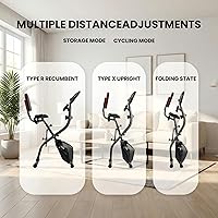 Vista 5 de Bicicleta estática, bicicleta estática 4 en 1, bicicleta estática plegable con resistencia magéntica de 16 niveles, almohadilla trasera de soporte