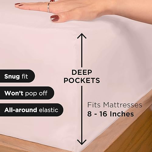 Miniatura 3 de Royale Linens - Sábana bajera tamaño Queen, calidad de hotel cepillada 1800, ultrasuave, resistente a arrugas y decoloración, bolsillo profundo