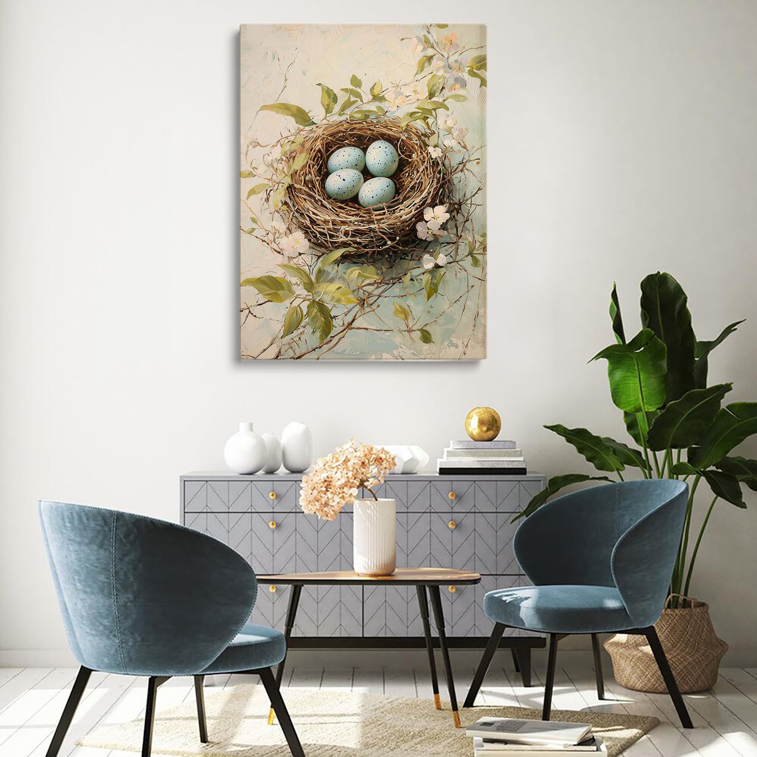 Amazon.com: Vintage Spring Easter Wall Art Nest,Vintage Blue Eggs