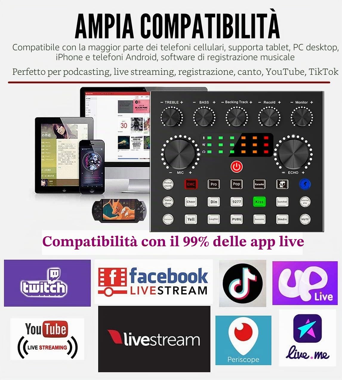 Pacchetto di apparecchiature per podcast, BM800 Podcast Microfono Bundle con V8s Voice Changer, Microfono a condensatore Pacchetto Studio di registrazione per podcasting Live Streaming Canto PC Mobile