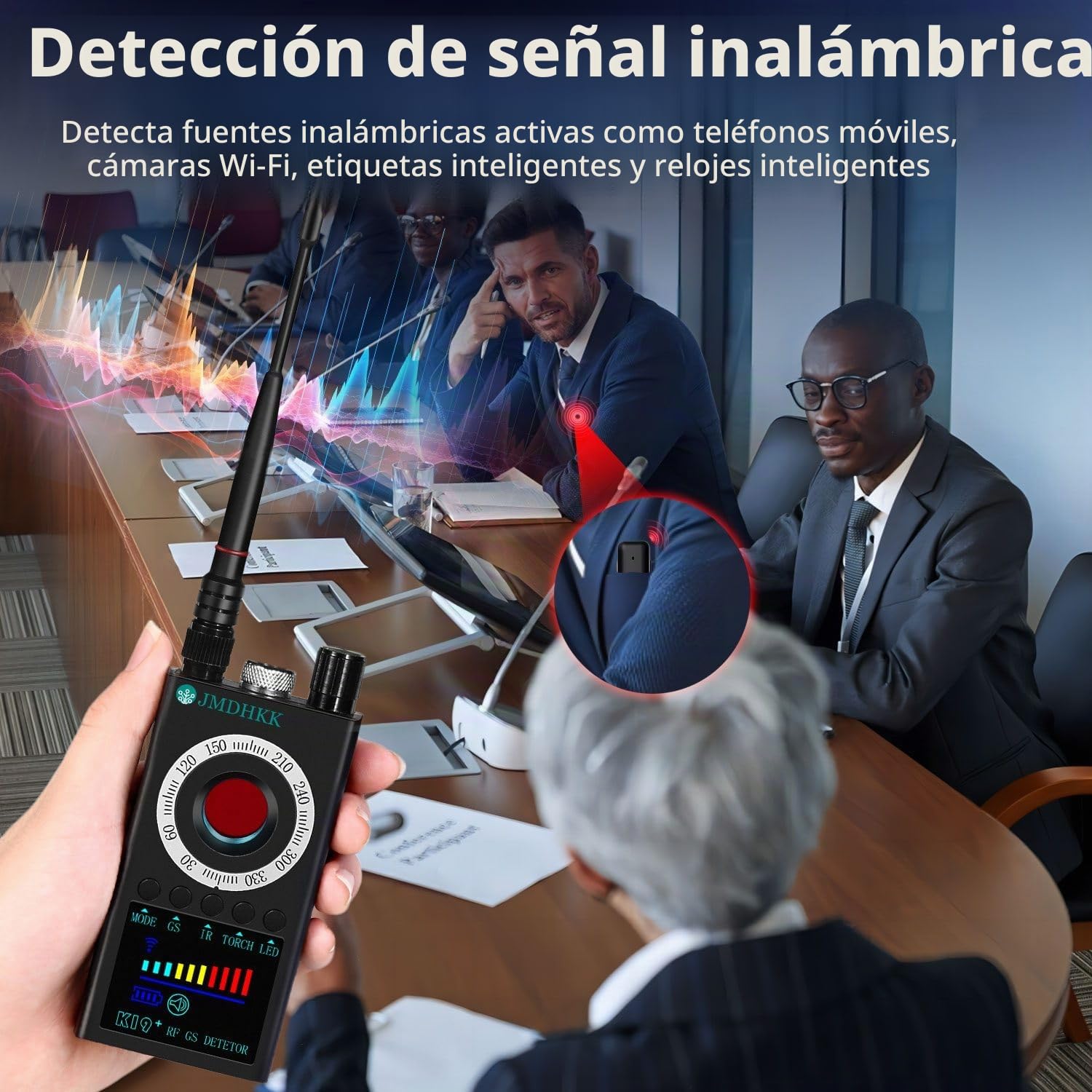 JMDHKK K19 Detector de cámara oculta multifuncional: insecto, magnético, protección de privacidad inalámbrica, infrarrojos, linterna | Magnético, señal RF y detección de infrarrojos con linterna para viajes, hoteles, oficinas y coches