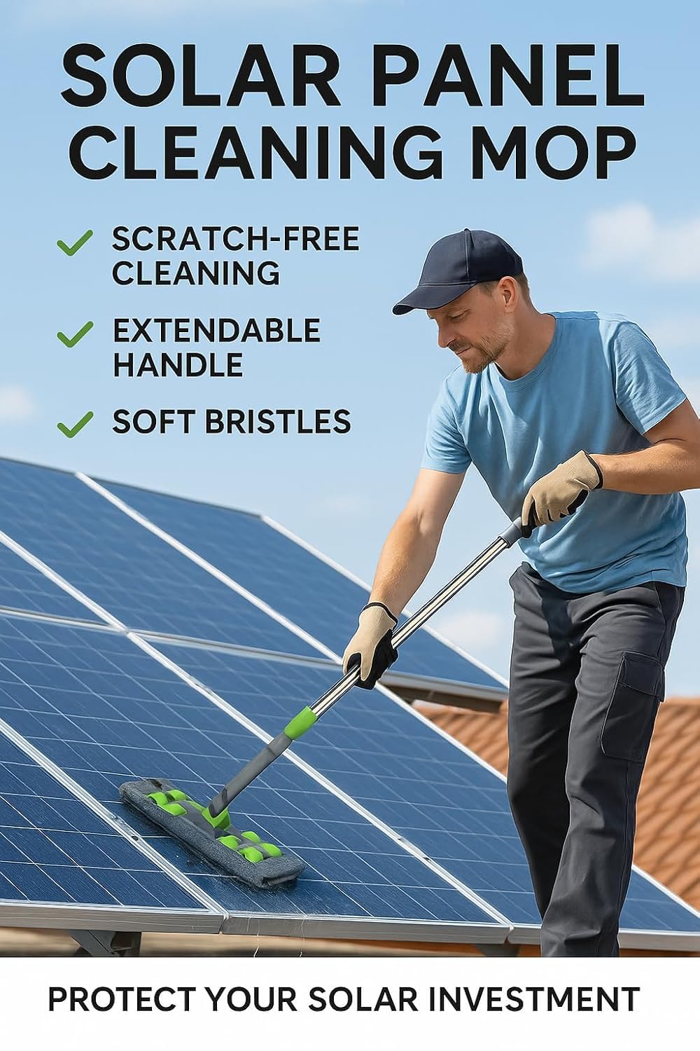 Solar Panel Cleaning Brush - Telescopic Handle -4 Solar Panel Cleaning Brush - Telescopic Handle -4