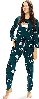 LOTIK Women's Cotton Heart Print Top &amp; Payjama Full Sleeve Night Suit Set