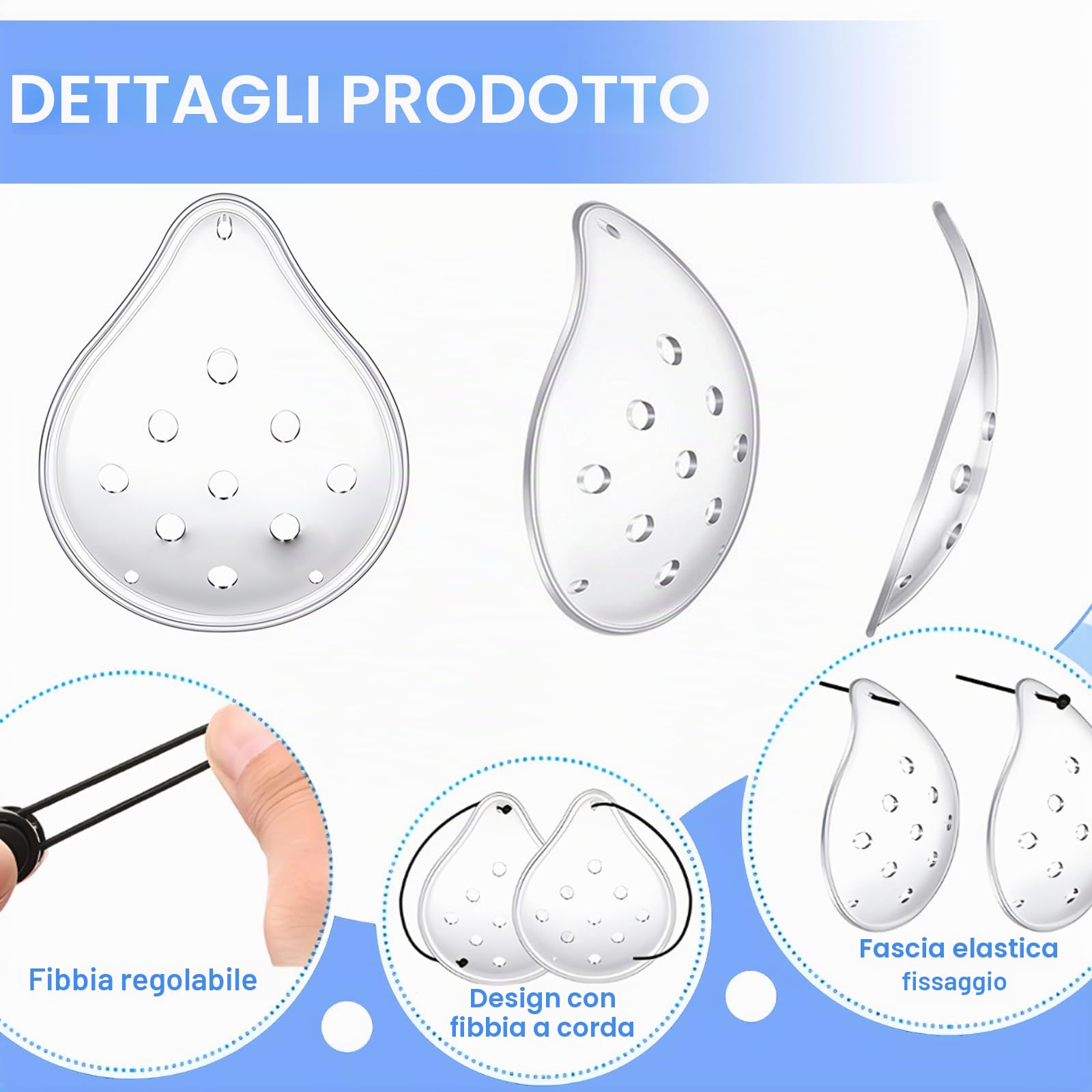 6 Pezzi Maschera oculare trasparente, Protezione per Gli Occhi Porosa in Plastica con Corda Regolabile, Traspirante Protezione Oculare