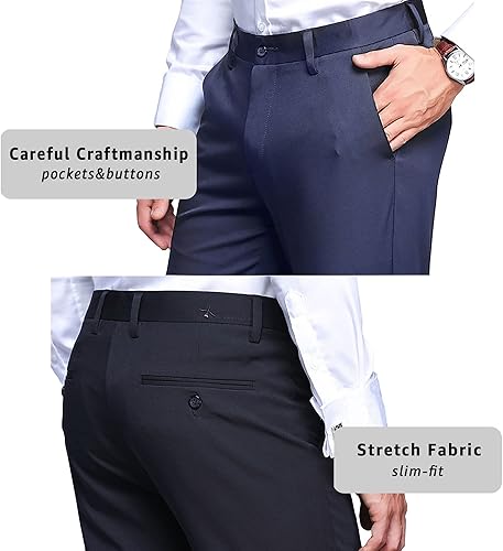 Miniatura 4 de YND Pantalones de golf de alta elasticidad para hombre, pantalones ligeros de seda de hielo para exteriores con parte delantera plana