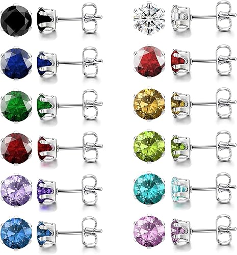 Aretes colgantes y tachuelas de cristal multicolor para mujer, de plata 925, hipoalergénicos, aretes colgantes con cierre de palanca