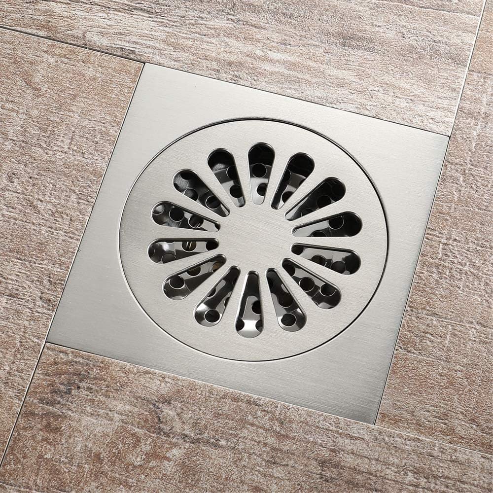 Desagüe de Suelo de latón para baño, desagües de Suelo de Ducha con Forma de Flor de baño Cuadrado clásico para baño Familiar