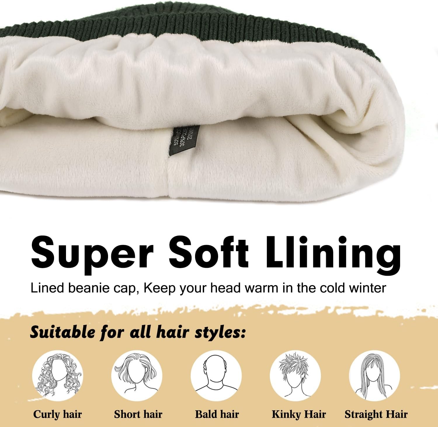 Wmcaps Winter Beanie for Men Women, Fleece Lined Beanie Soft Warm Knit Hat Ski Stocking Cuffed Cap - Image 2