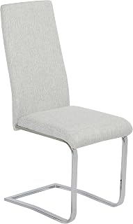 Homely - Silla de Comedor Camila tapizada en Tela y Patas de Acero basculantes, Color Gris Claro