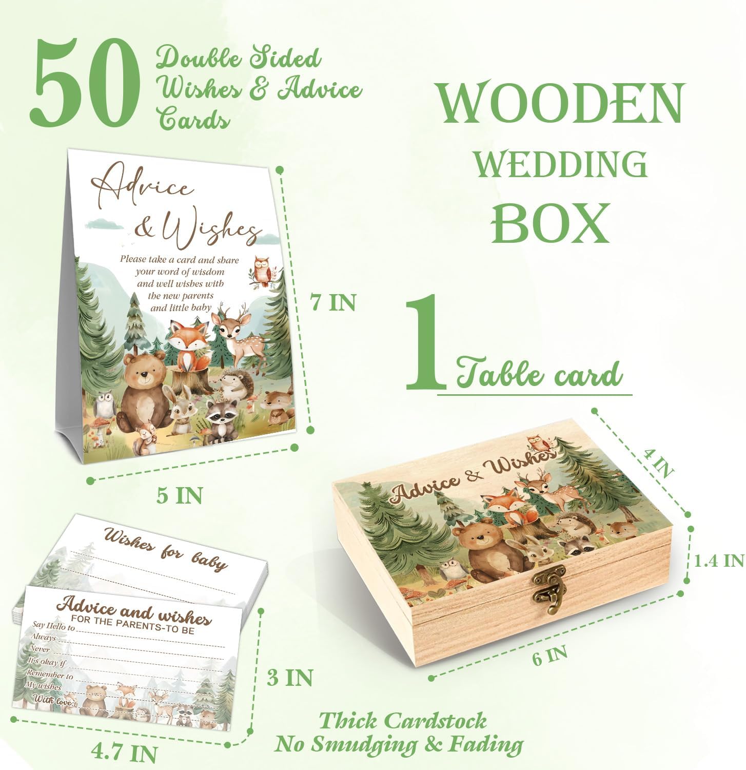 Woodland Baby Shower Decorations, Woodland Baby Predictions & Advice for New Parents，Set of 50 Cards, Gender Neutral Forest Animals Theme