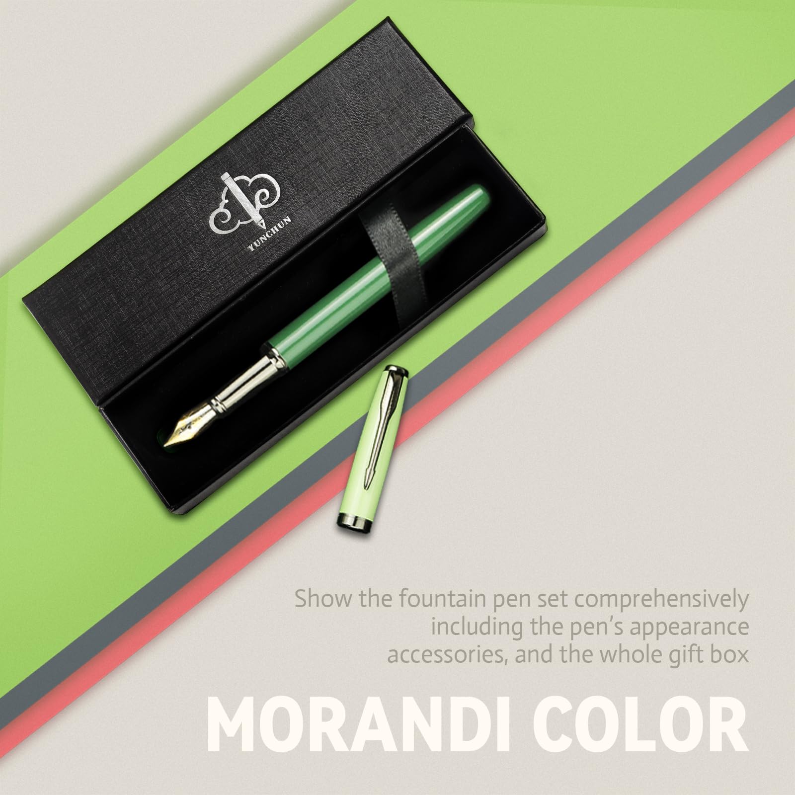 Juego de plumas estilográficas para escribir, plumas de tinta de punta media de color Morandi con 5 cartuchos de repuesto negros y 5 azules, el mejor juego de regalo para hombres y mujeres, bolígrafo