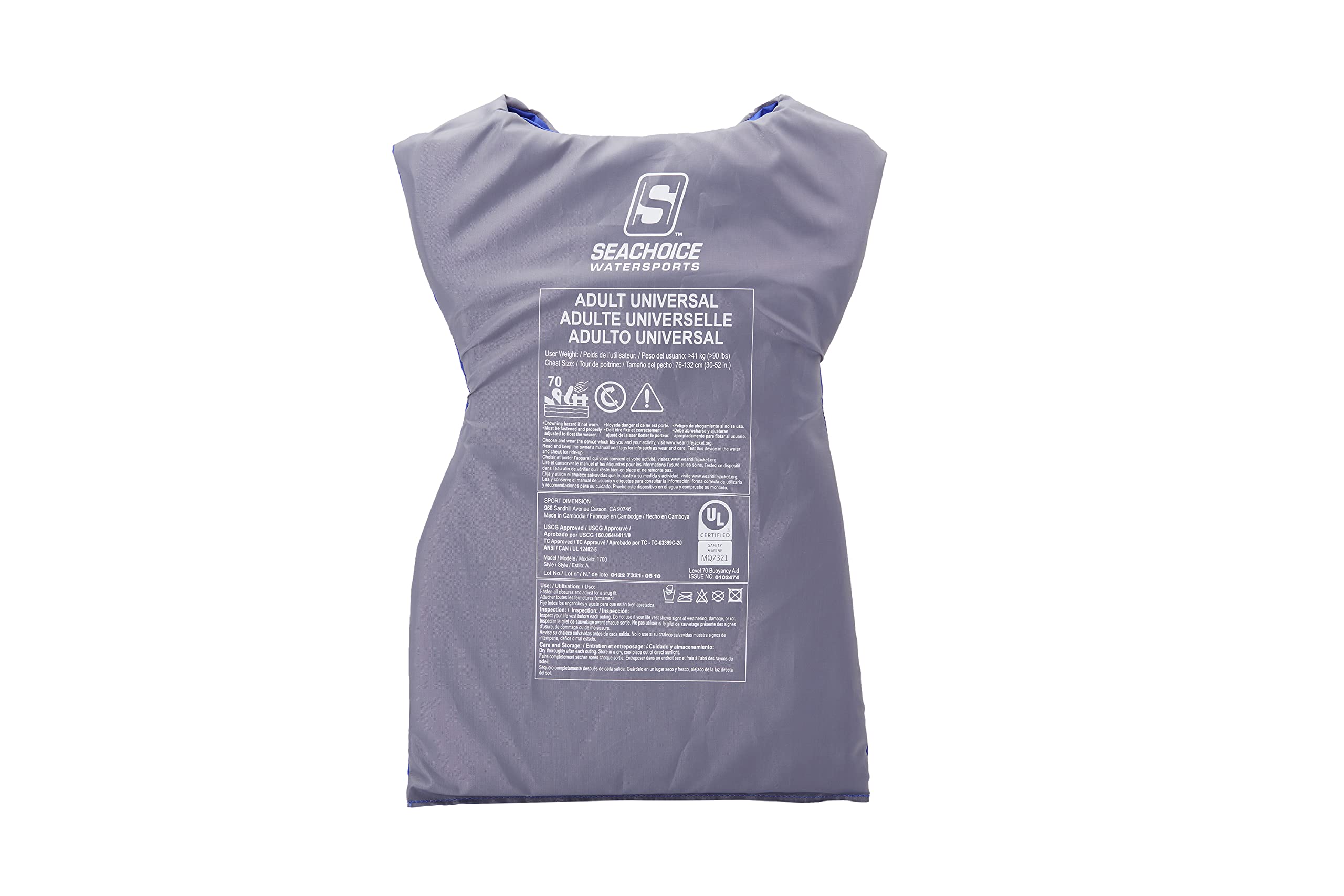 SEACHOICE Allzweckweste, Rettungsweste Schwimmweste für Erwachsene (Farbe: Blau, Größe: Universal)