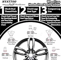 Vista 4 de Juego de 4 tuercas de espárrago cromadas M12x1.5 para rueda compatibles con Mazda 2, Mazda 3, Mazda 5, Mazda 6, CX-5 CX-7 CX-9 CX5 CX9 MPV MX-5