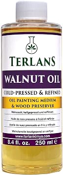 TERLANS Anatolian Walnut Oil Refined, 8.4 Fl. Oz 250 ml Natural Oil Painting Medium & Wood Finish