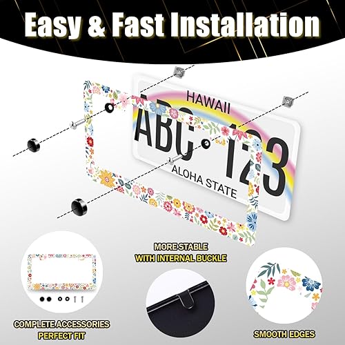 Miniatura 98 de Marco de matrícula de hibisco Aloha Hawaii Flowers placa de acero inoxidable divertido soporte para placa de matrícula decoración colorida 12.3 x