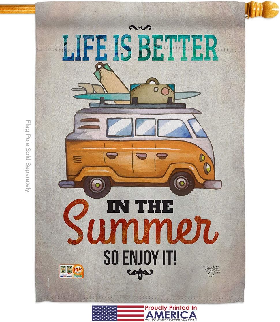 Better in Summer House Flag Summertime Fun and Sun Beach Pool Luau Tropical Party Season Outdoor Sunny Small Decorative Gift Yard Banner Made USA 28 X 40