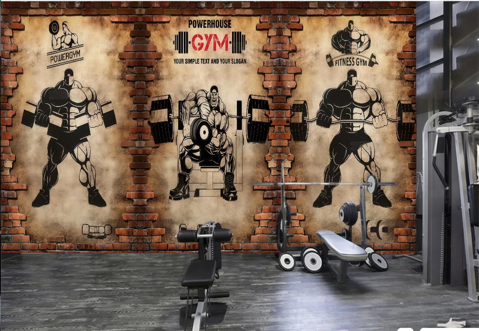 Xdoubao 3D Wallpaper Nostalgic Brick Wall Retro Sports Fitness Club Yoga Studio Coffee Shop Background Mural Western Restaurant Wallpaper,,150X105cm