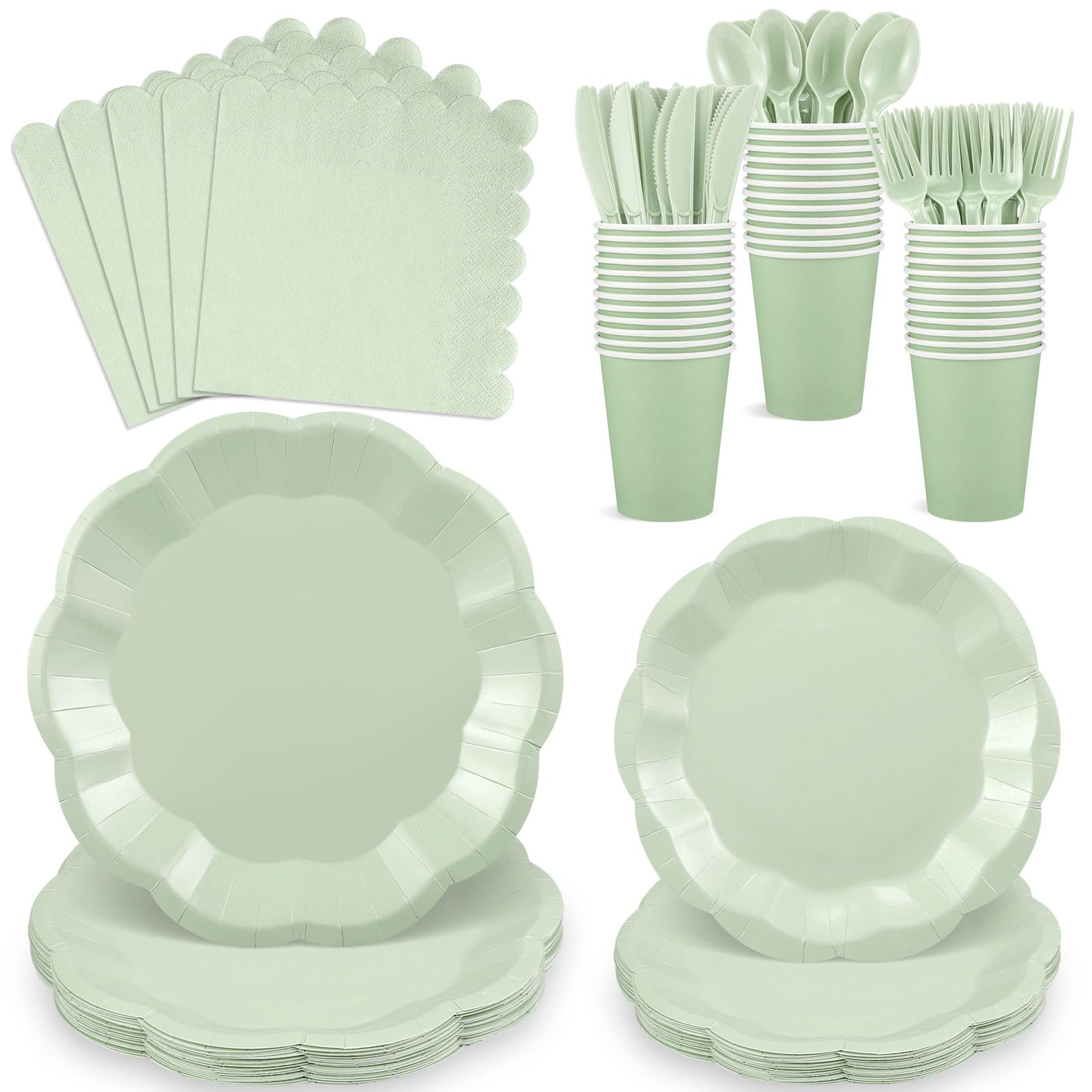 White Party Plates & Napkins - Serves 25 Guests -10
