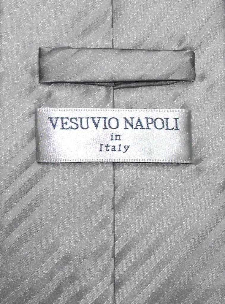 Vesuvio Napoli Men's Dress Vest & NeckTie SILVER GREY Vertical Striped Design Gray Neck Tie Set