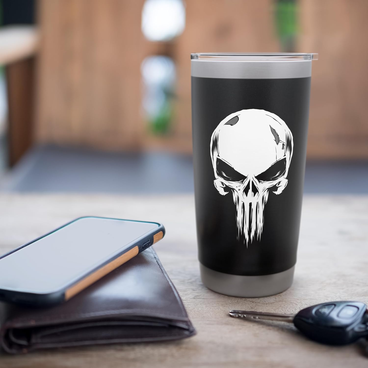 Marvel The Punisher Broken Skull Symbol Stainless Steel Insulated Tumbler - Image 7