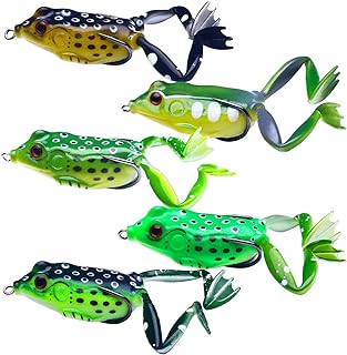 Frog Fishing Lures for Bass ,Weedless Fishing Lures,Top Water Frog Lures for Bass Fishing,Perfect Lifelike Surface Bass Lure, for Saltwater/Freshwater Bass Trout