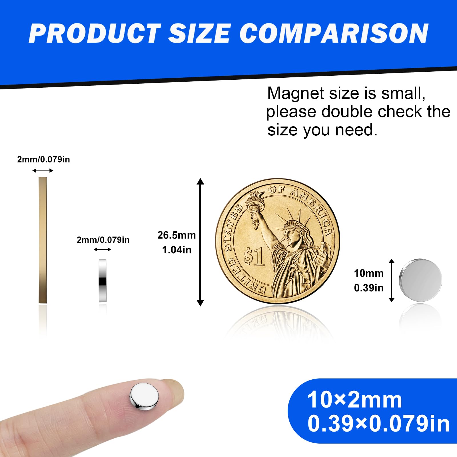 65 Pack 10×2mm Strong Magnets, Neodymium Magnet, Small Magnets for Crafts, Refrigerator, Whiteboard, DIY, Office, Door, 3D Printer — Amazon image 2