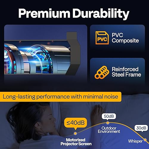 Miniatura 5 de VIVOHOME Pantalla de proyector motorizada con control remoto, pantalla de proyección eléctrica automática de 169 y 84 pulgadas, pantalla de película