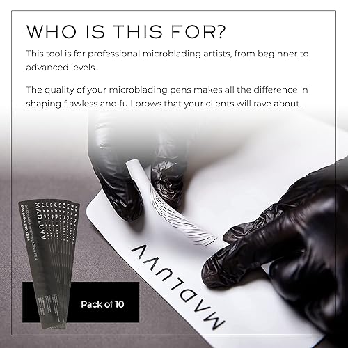 Miniatura 3 de MADLUVV V 2 en 1 micro pluma estéril para cejas profesional artística, micro trazos y sombreado de primera calidad, bolígrafos desechables de doble