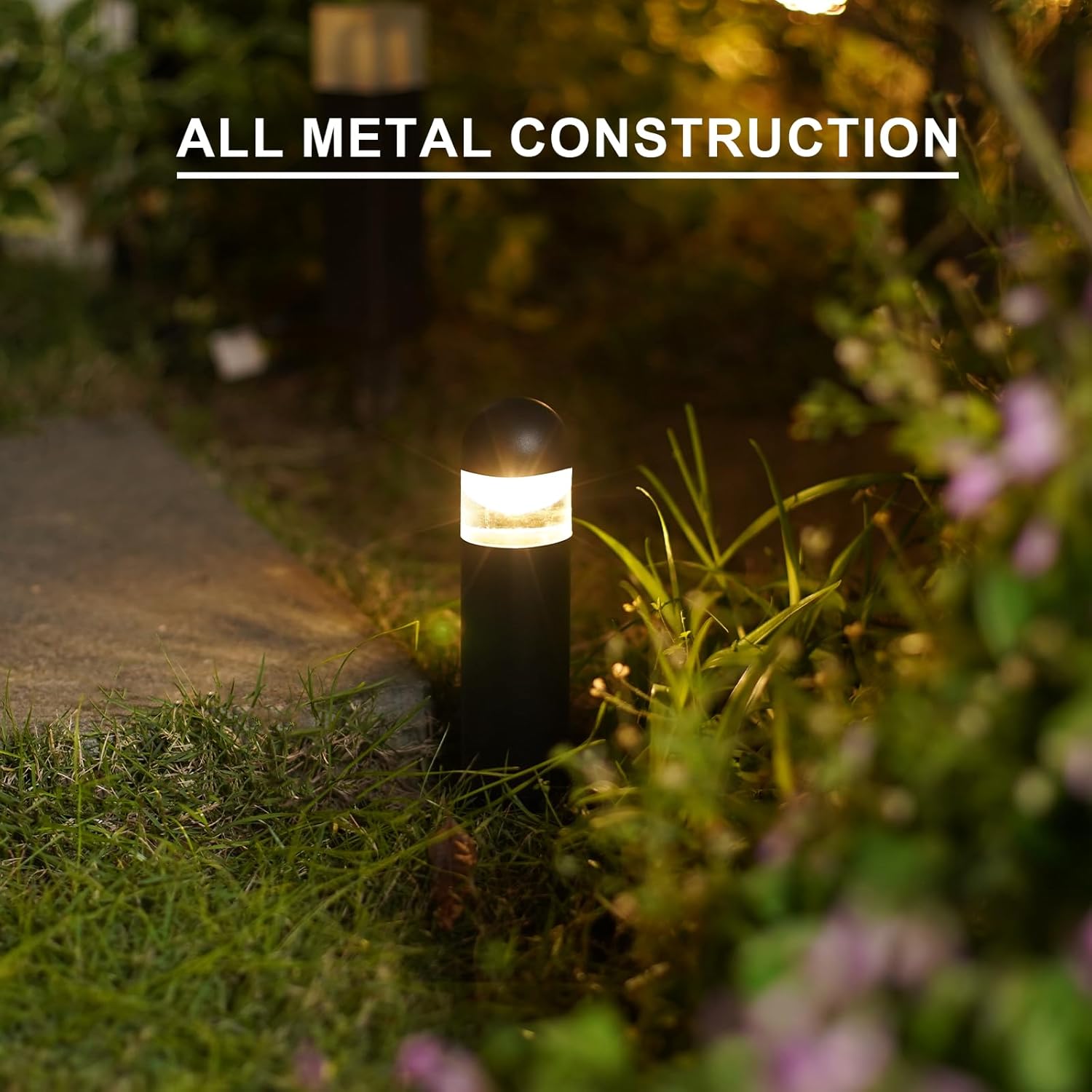GOODSMANN Landscape Lighting 8PK Low Voltage Landscape Lighting 3W 60 Lumen LED Landscape Bollard Path Lights Outdoor 2700K Warm White Black with Cable Connectors Replaceable LED Bulbs