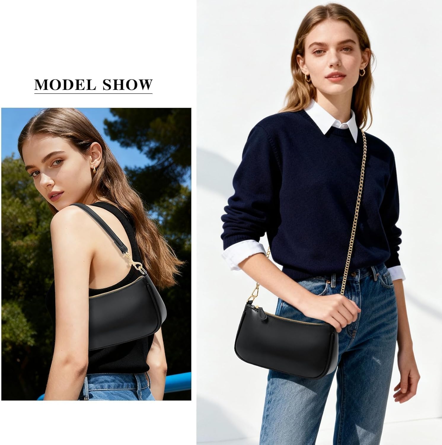 KKXIU Small Shoulder Bag for Women - Mini Purses for Women Vegan Leather Purse Classic Retro Handbag with Removable Strap - Image 2