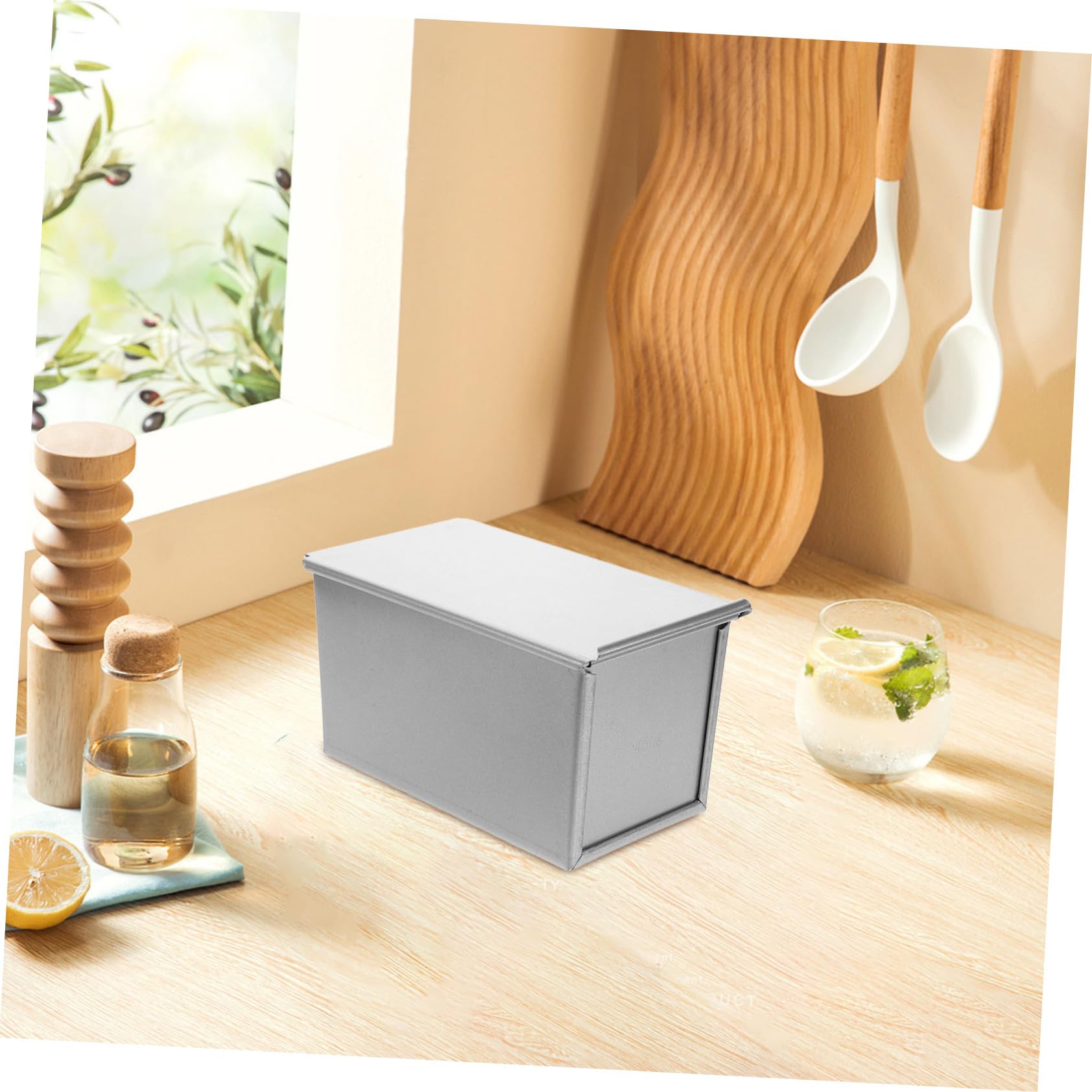 Zerodeko Rechteckige Brotform mit Deckel Toastbox aus Aluminiumbeschichtung Backform für Küche Brotorganizer Tragbar Brottablett Wiederverwendbar Antihaftbeschichtete