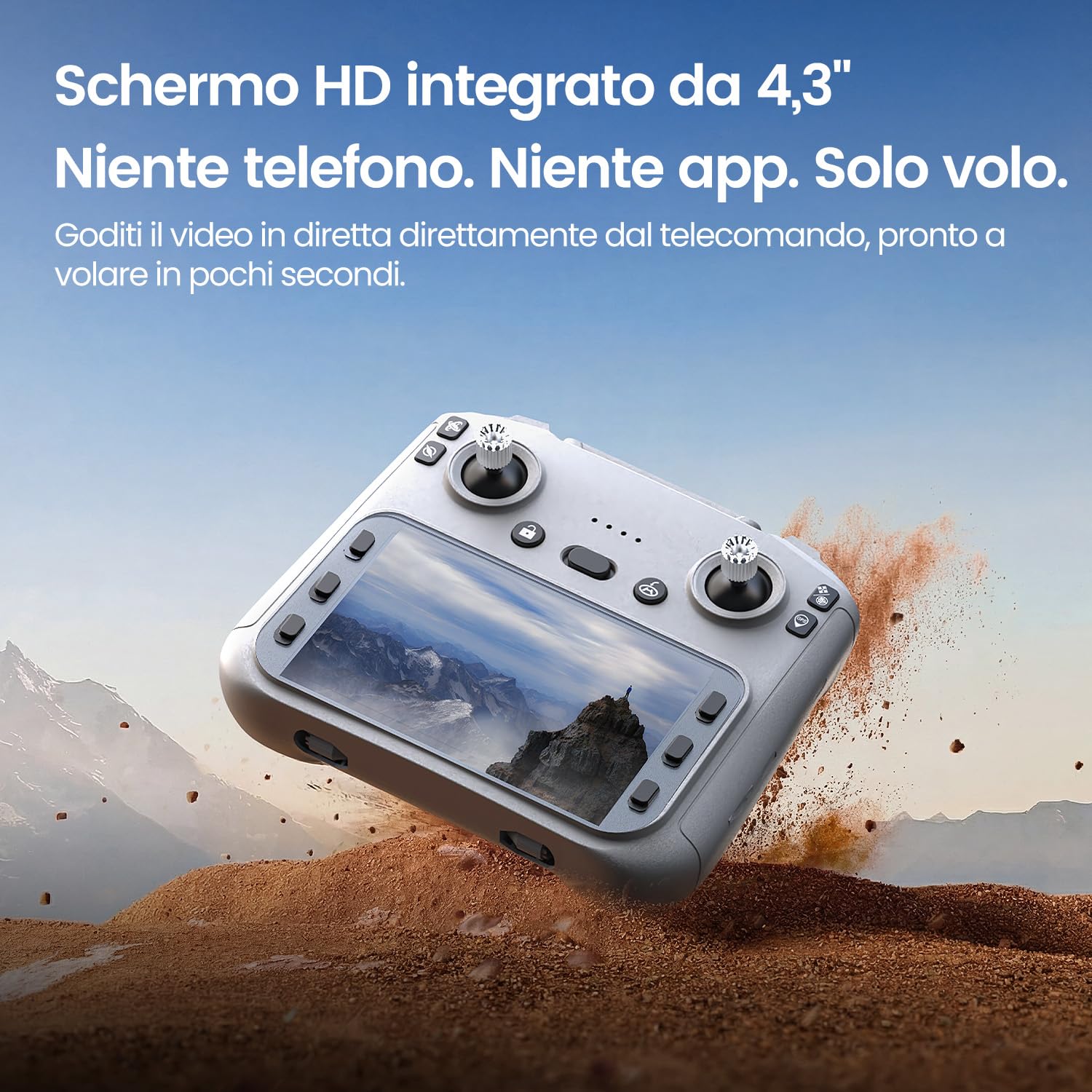 Drone GPS con Schermo HD Integrato da 4,3" e Fotocamera 4K per Principianti | Senza Telefono né app, 32 Min di Volo, Ritorno Automatico GPS, Flusso Ottico, 2 Batterie, Custodia e Struttura Pieghevole