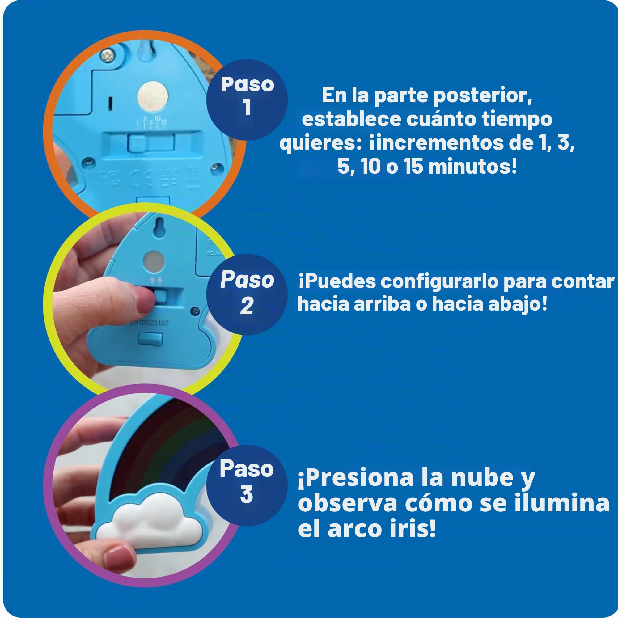 Learning Resources Temporizador Visual de Arcoíris para Niños, Herramienta Sensorial para Rutinas, Transiciones y Gestión del Tiempo, Luz Nocturna, 5 Duraciones, 3+ Años, Sin Pantallas