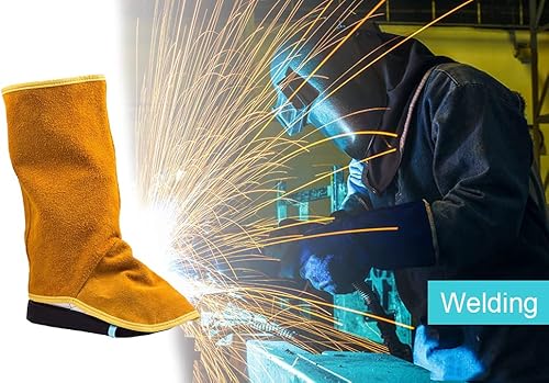 Miniatura 6 de Spats de soldadura de cuero,Cubiertas protectoras de zapatos de cuero,Cubiertas protectoras protectoras resistentes a la llama soldadas,Cubiertas de