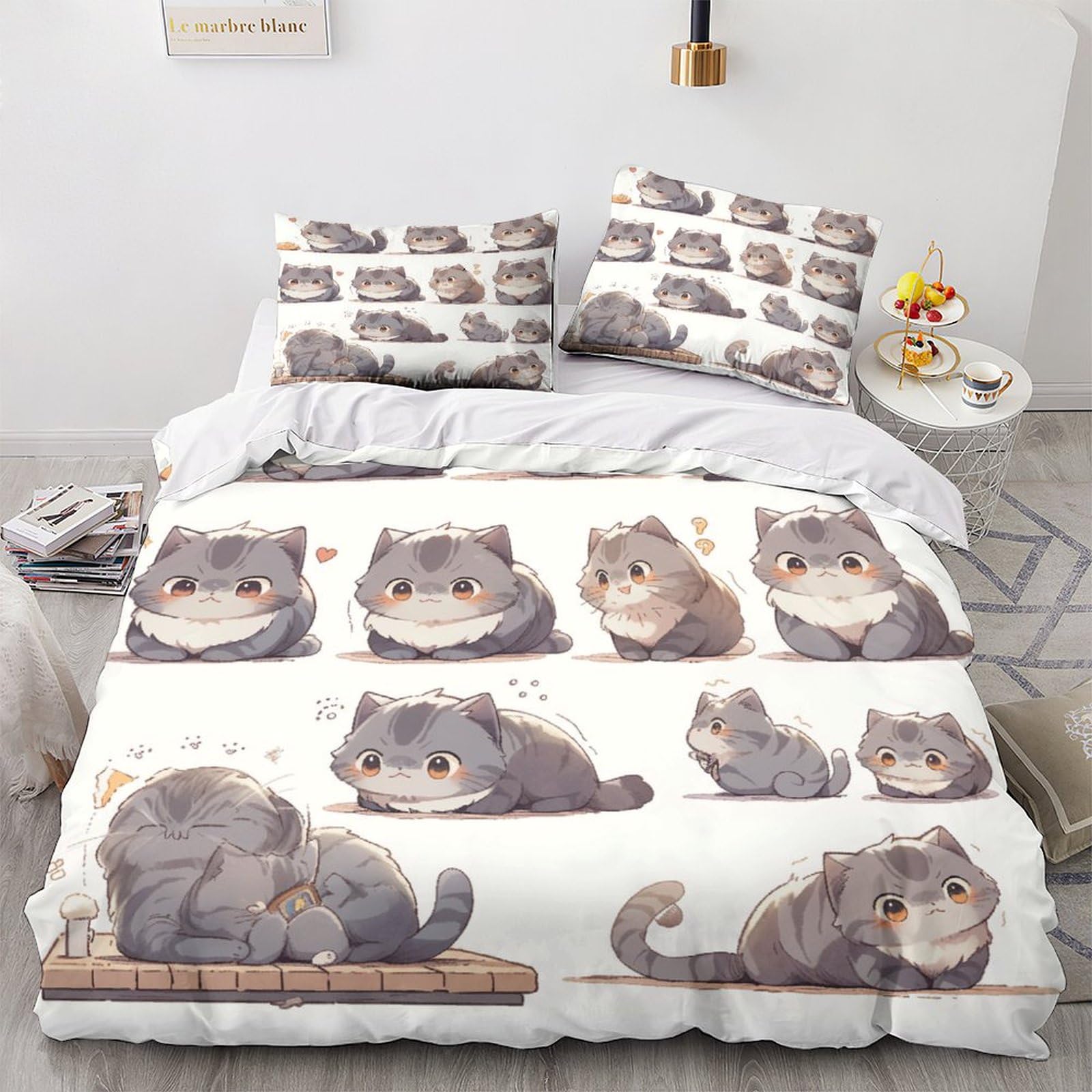 Housse de couette animal mignon motif 3D British Shorthair parure zippée double