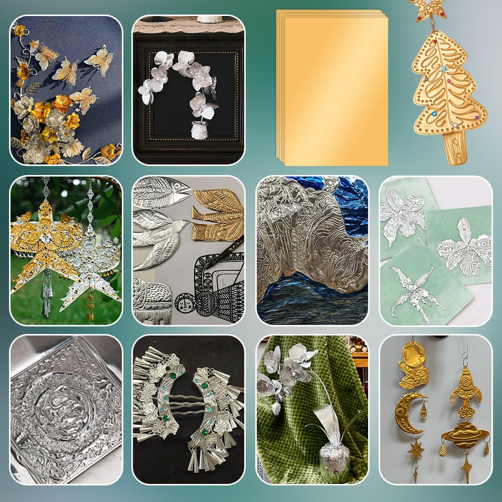 OLYCRAFT 30 hojas de aluminio para manualidades, 30 x 20 cm, lámina de metal de 0,1 mm de grosor, lámina de aluminio para pintar, grabar y grabar en relieve, proyecto de arte