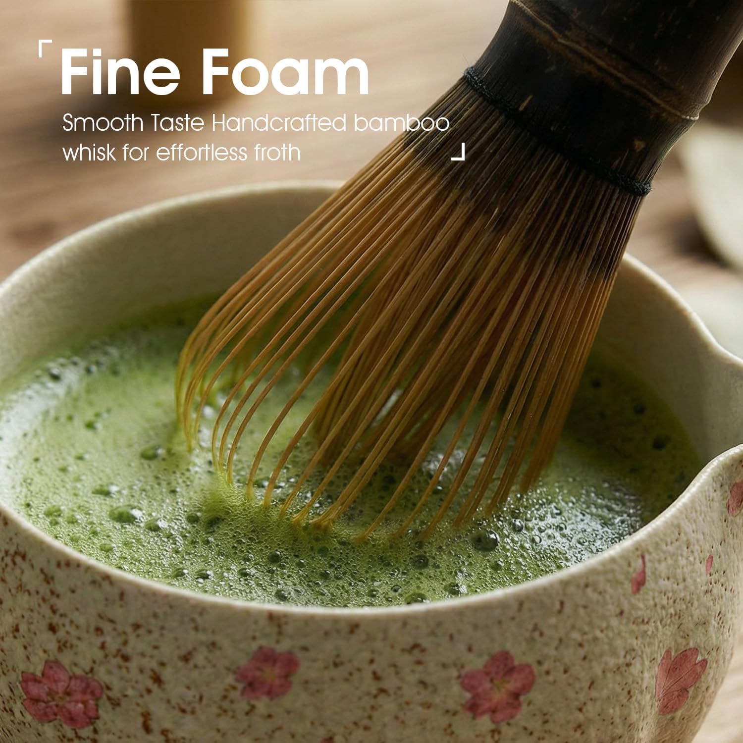 7-Piece Matcha Set with Ceramic Matcha Bowl, Bamboo Whisk (Chasen) & Holder, Sifter, Tea Scoop & Rest, Special Bamboo Tea Mat - Perfect Matcha Kit for Matcha Lovers & Gift Giving, Sakura - Image 6