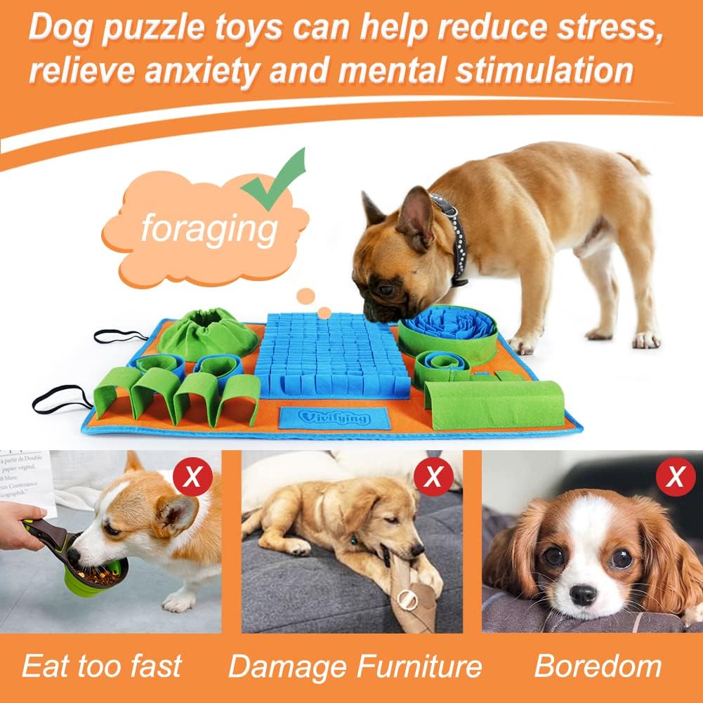 Vivifying Snuffle Mat for Dogs, Interactive Feeding Game for Boredom and Mental Stimulation, Sniff Mat Helps Small Dogs and Cats Slow Eating and Keep Busy