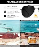 HENGOSEN Classic Aviator Sunglasses for Men Women, Pilot Polarized Square Sunglasses with UV 400 Protection