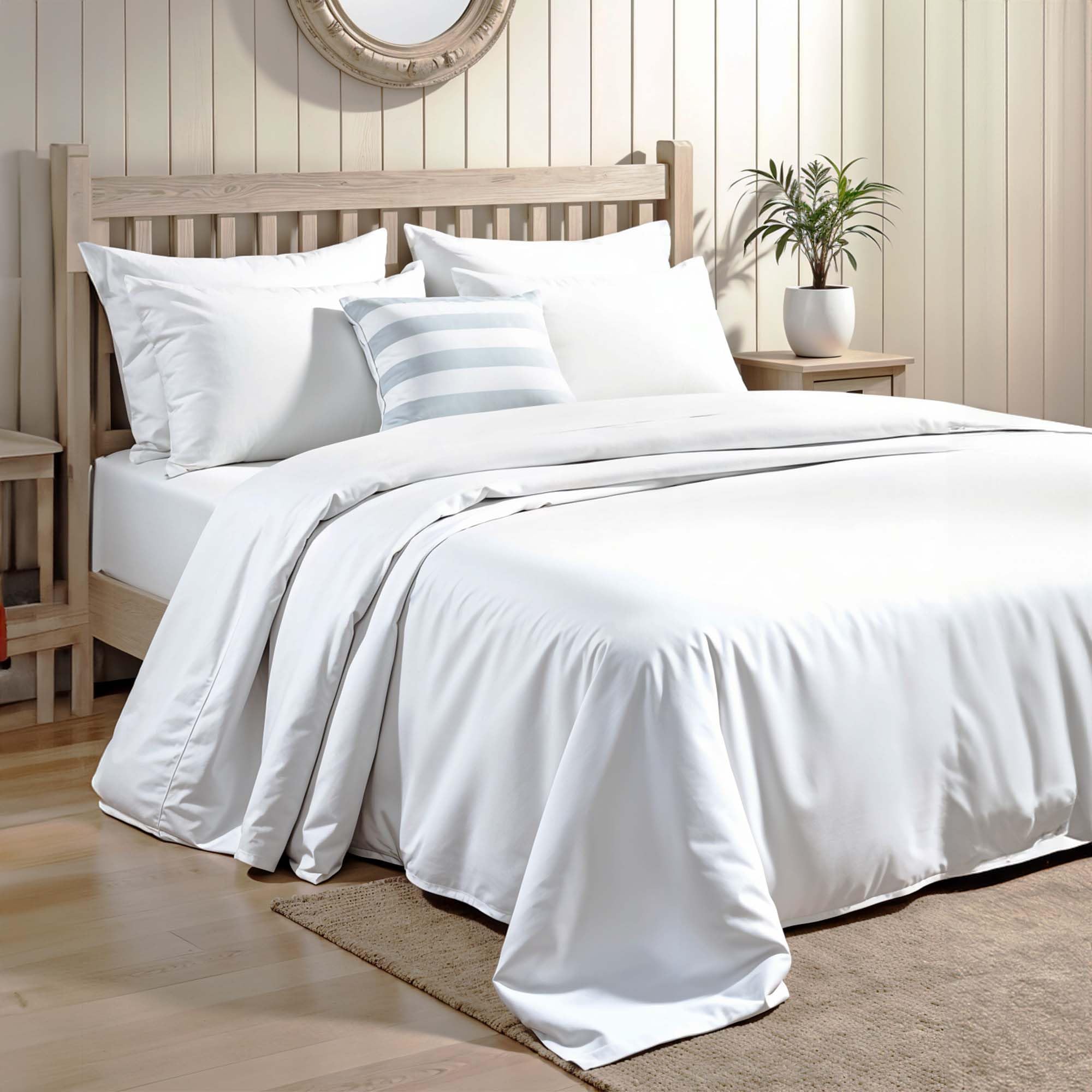 Bluspear Luxury White 100% Cotton King Flat Sheets Only - Wrinkle Free & Fade Resistant Top Sheet - Cooling Cotton King Size Flat Sheet Only.