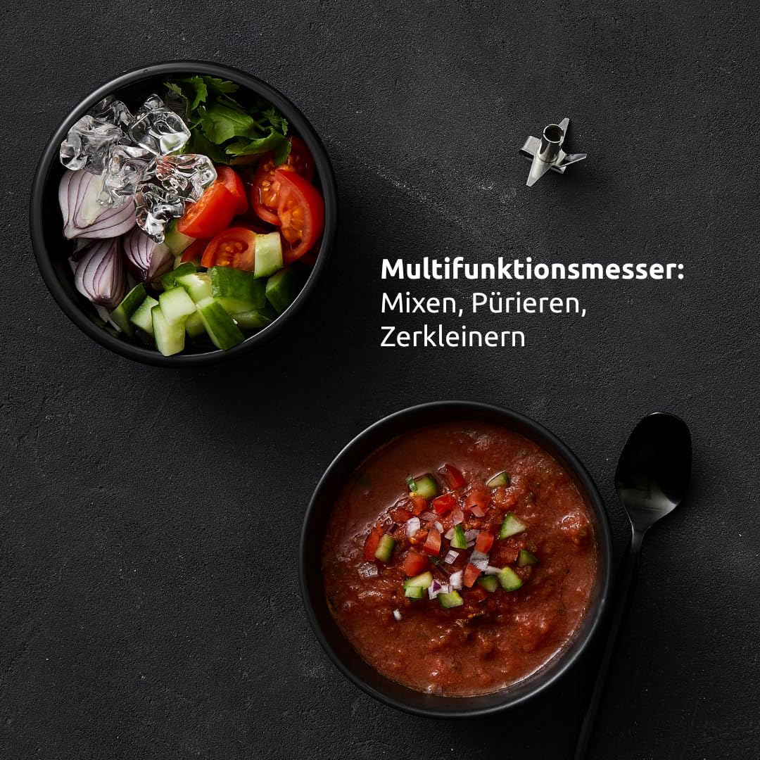 bamix Stabmixer Set M160 ONE inkl. Multifunktionsmesser aus Edelstahl, 160 Watt, 2-Stufen, Made in Switzerland, Rot